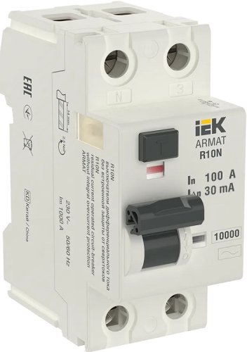 Выключатель дифференциального тока УЗО IEK ARMAT R10N 2п 100А 30мА 10кА тип AC фото Выключатель дифференциального тока УЗО IEK ARMAT R10N 2п 100А 30мА 10кА тип AC картинка
